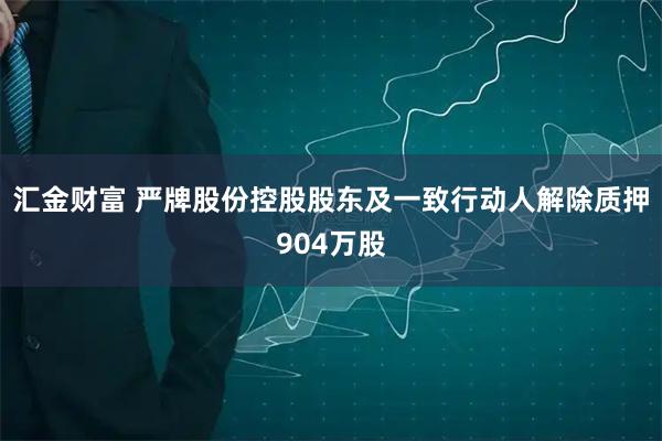 汇金财富 严牌股份控股股东及一致行动人解除质押904万股