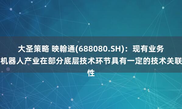大圣策略 映翰通(688080.SH)：现有业务与机器人产业在部分底层技术环节具有一定的技术关联性